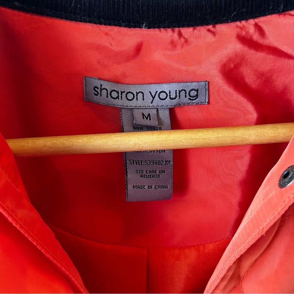 Sharon Young Quilted Classic Preppy Heritage Barn Chore Coat Orange Red Vintage - Picture 2 of 15
